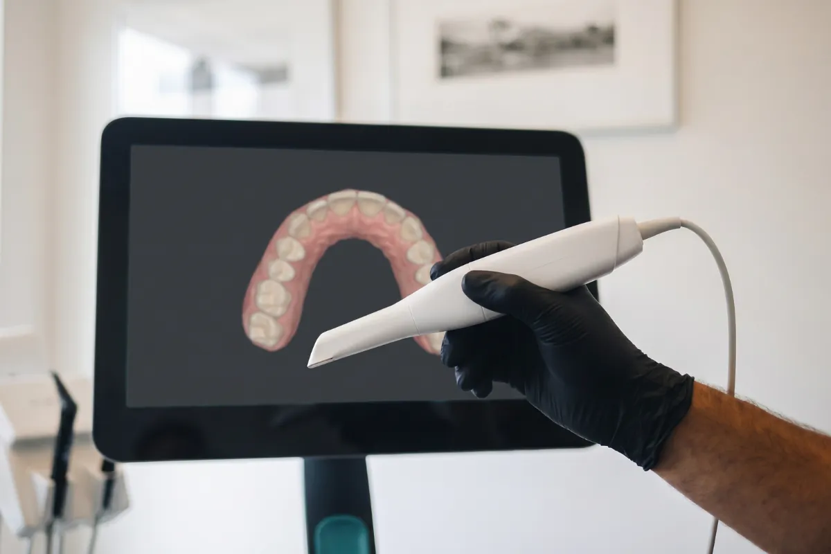 Diagnostic au scanner intra-oral pour identifier la cause d'un jaunissement dentaire, cabinet à Levallois-Perret